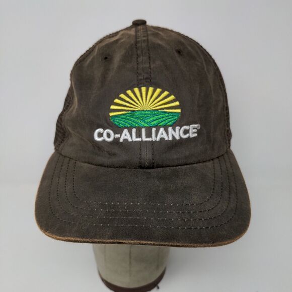 Co-Alliance Mens Hat Meshback Strapback Brown OSFA Embroidered Logo Farmer - Picture 3 of 11